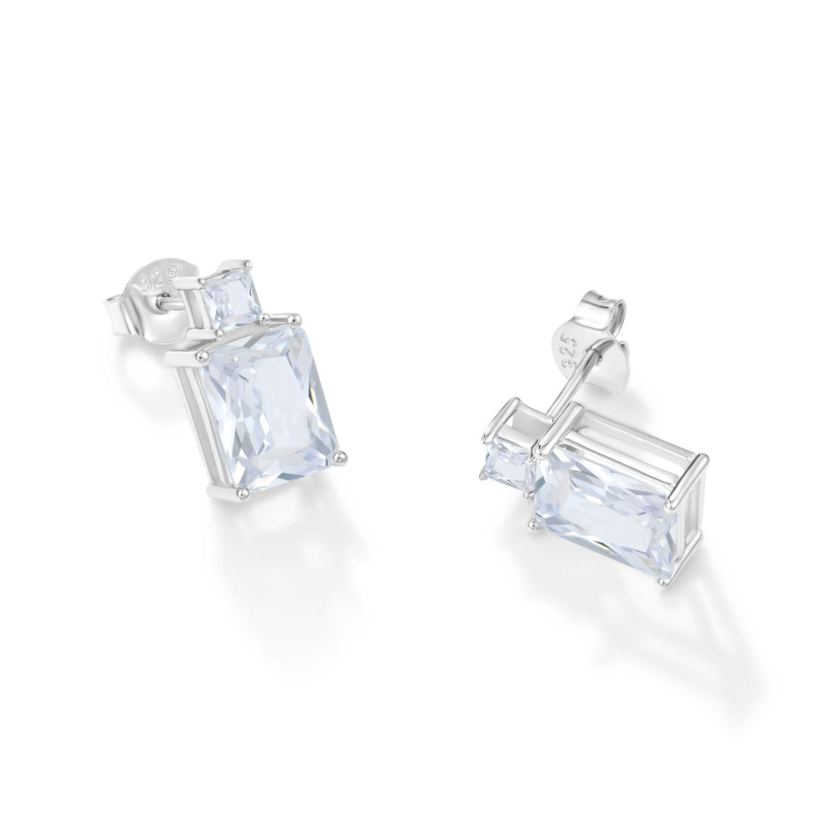 DUAL RADIANCE SILVER STUD EARRINGS