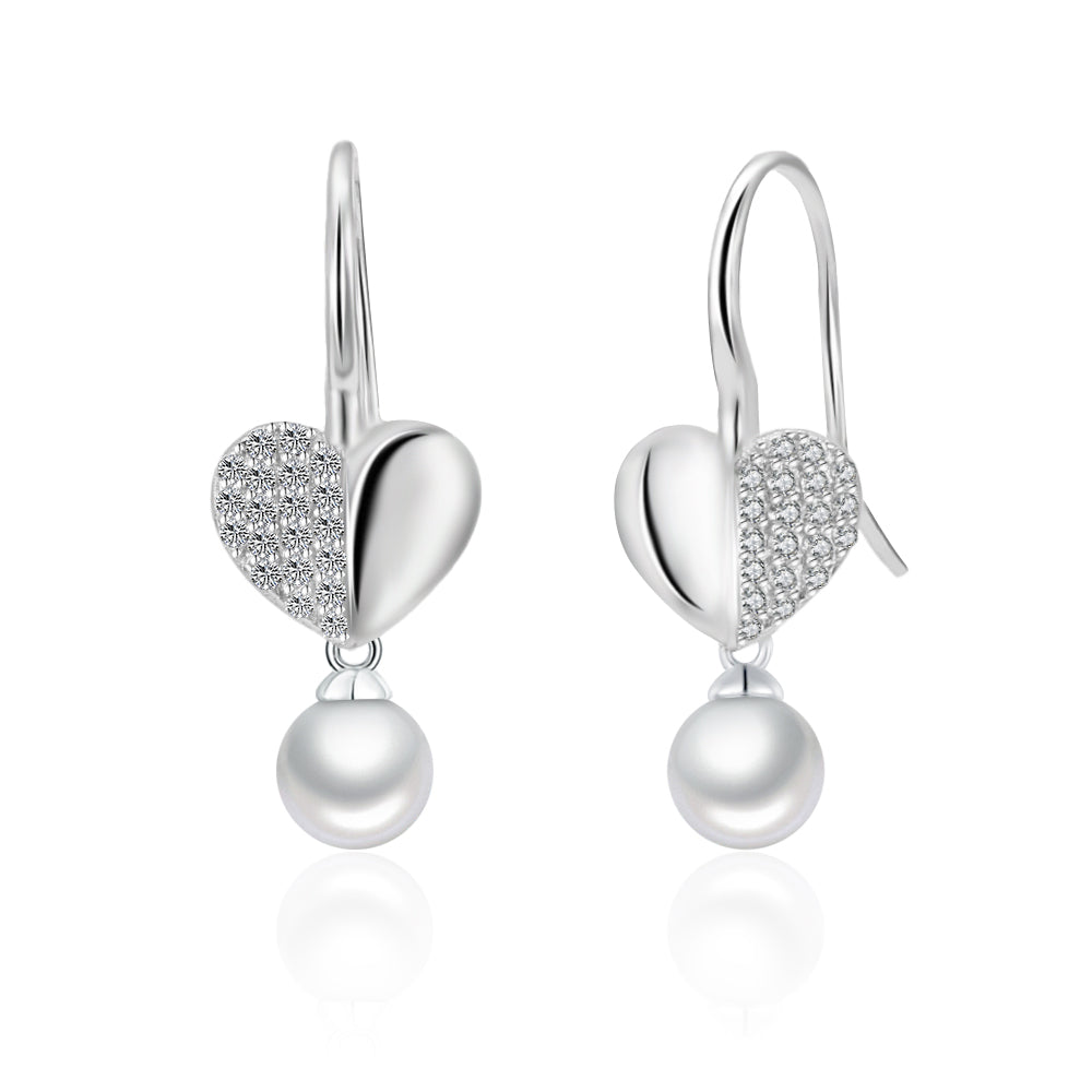 Heartfelt Zirconium Silver Earrings